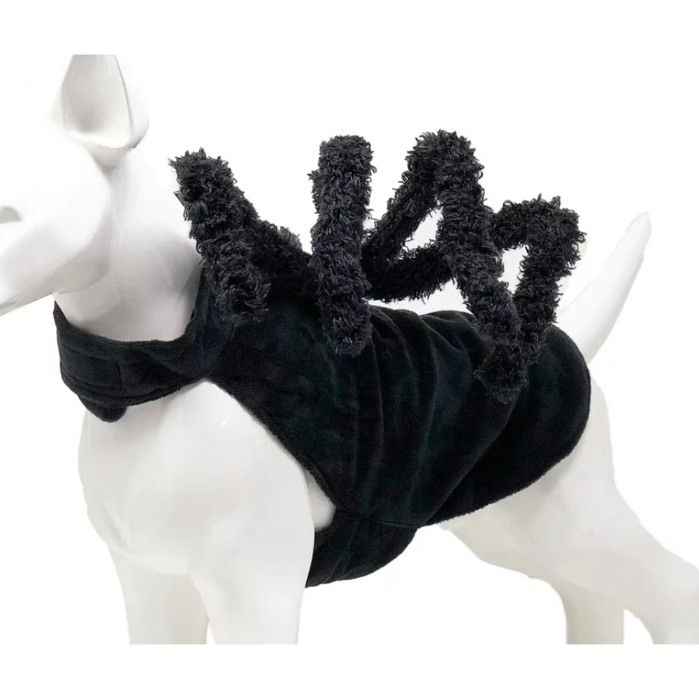 Spider Dog Costume XXL Black Plush Halloween Pet Apparel Cat Funny Spider Legs